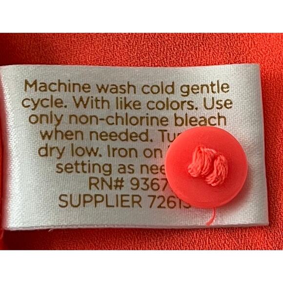 DECREE CAP SLV PULL-OVER TUNIC BLOUSE, WOMENS, XS, ORANGE/PEACH, HIGH-LOW - Picture 11 of 11